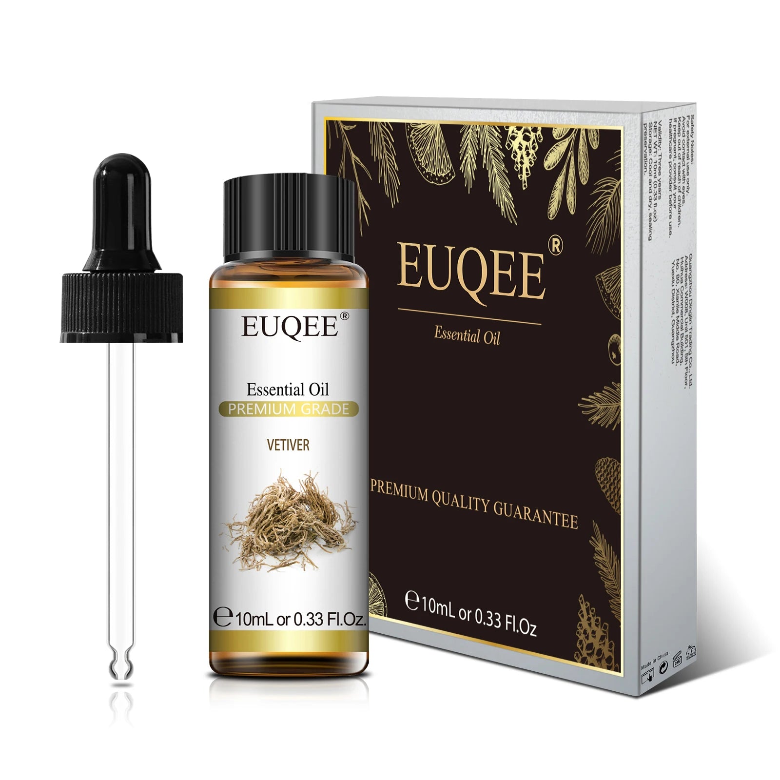 Óleo Essencial Natural de Plantas EUQEE 10ml com Conta-gotas para Difusor e Umidificador – Lavanda, Jasmim, Eucalipto e Baunilha