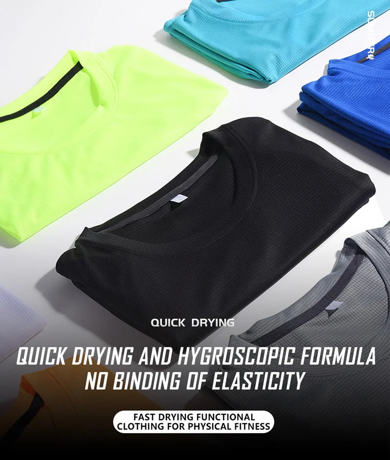 Long and Short-Sleeved T-Shirt Fitness Sports Tops Morning Running Ice Silk Quick Dry Outdoor Mountaineering Gym Clothing Men