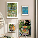 Funny Art Matisse Monet Black Cat Van Gogh Sunflowers Canvas Painting Posters and Prints Wall Pictures for Living Room Decor