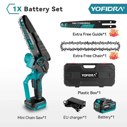 YOFIDRA Brushless 8 inch Electric Pruning Saw Cordless Chainsaw Rechargeable Woodworking Saw Power Tool For Makita 18V Battery