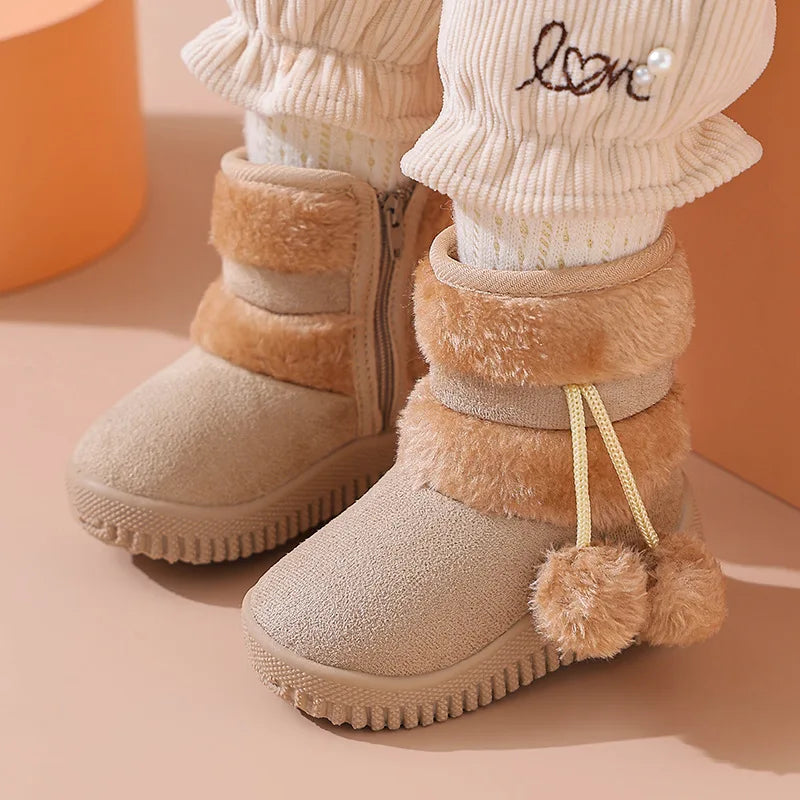 Kid Girls Snow Boots Winter Plush Boy Girl Cotton Shoe Warm Zipper Short Ankle Boot High Top Child Padded Boot Kid Shoe