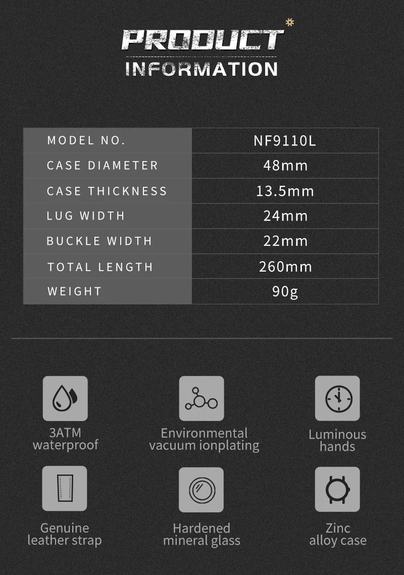 NAVIFORCE Men's Watch Top Brand Luxury Waterproof 24-Hour Date Quartz Watch Men Leather Sport Wristwatch Men Waterproof Clock