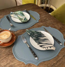 1/4/6PCS Shaped PU Placemat Set Faux Leather Kitchen Dining Table Pad Luxury Black Pink Green Place Mat Tableware Cafe Pad 식탁매트