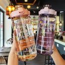 2025 Spring/Summer 2L Large Capacity Outdoor Plastic Bouncing Straw Sports Water Bottle Leak-proof Portable Refill Cups