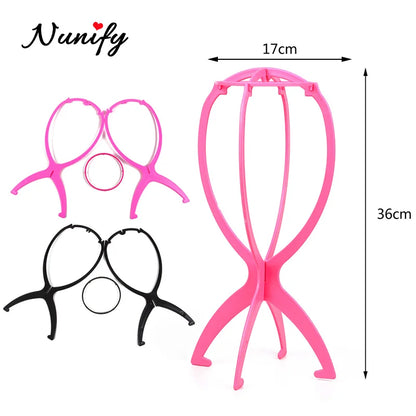 Nunify suporte de peruca de plástico portátil suporte de cabeça de peruca preto rosa suporte de pendurar durável ferramentas de exibição de cabelo acessórios de peruca