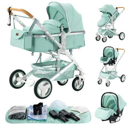 Luxurious 3 in 1 Baby Stroller Portable Travel Baby Carriage Folding Prams Aluminum Frame High Landscape Car for Newborn Baby