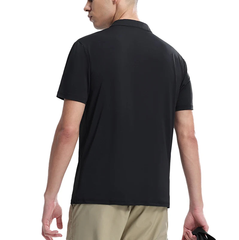 (M-4XL) camiseta de corrida de secagem rápida masculina gola meio zíper roupas de fitness masculina ajuste solto treinamento esportes mangas curtas