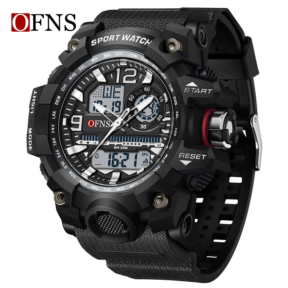 OFNS Luxury G Style Men's Watches 50M Waterproof Multifunctional Sports Military Quartz Watch For Male LED Digital Wristwatch