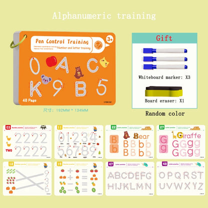 Tracing Workbook Montessori Books 48 Page Pen Control Training Early Childhood Exercise Book Reusable Calligraphy Copybook