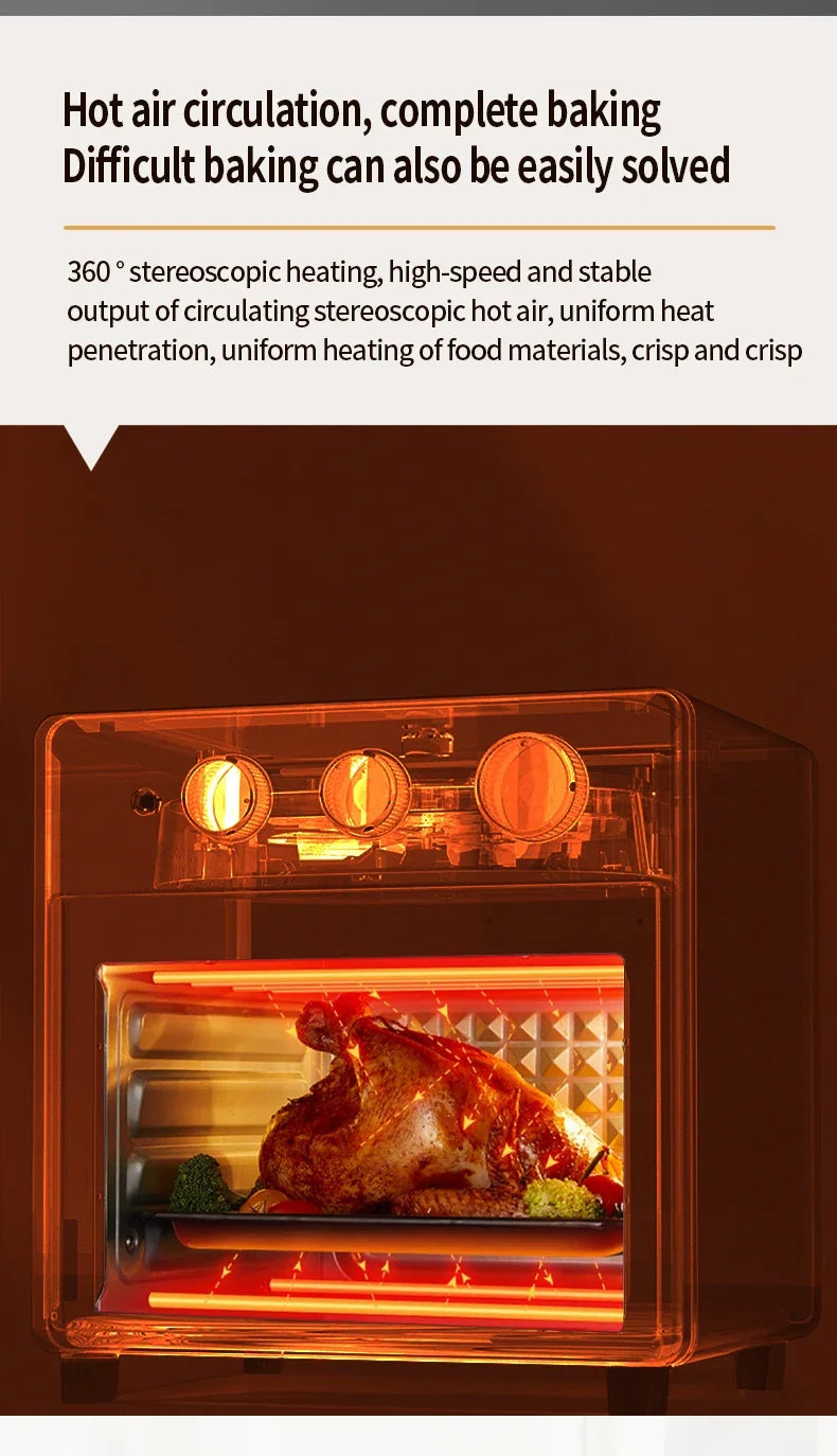 Smart Air Fryer Oven, 26L/13L Large Capacity Electric Air Fryer, Visible Window, Household Kitchen Deep Fryer without Oil, EU 220V