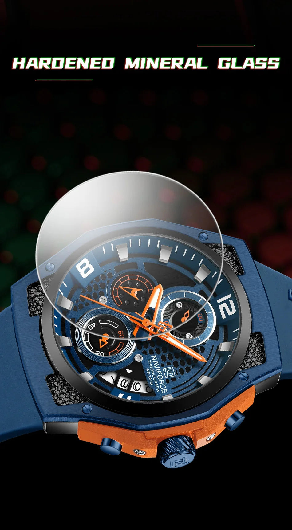 NAVIFORCE High Quality Luxury Original Men Watch Silicone Strap Waterproof Male Quartz Wrist watch Sport Clock Relogio Masculino