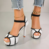 Sandalias de mujer Colorblock Peep Toe plataforma bombas verano lucha Color zapatos Boca de pescado tacones altos Sexy tacones finos zapatos de vestir