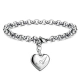 925 Pulseiras de Prata Esterlina com Coração Nobre para Mulheres, 26 Letras Corrente, Marca Designer de Moda, Festa de Casamento, Joias, Novo