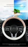 Perforated Nappa Leather Car Steering Wheel Cover Warm in Winter and Cool in Summer, Universal 15 Inch,  Anti-Slip, Odorless