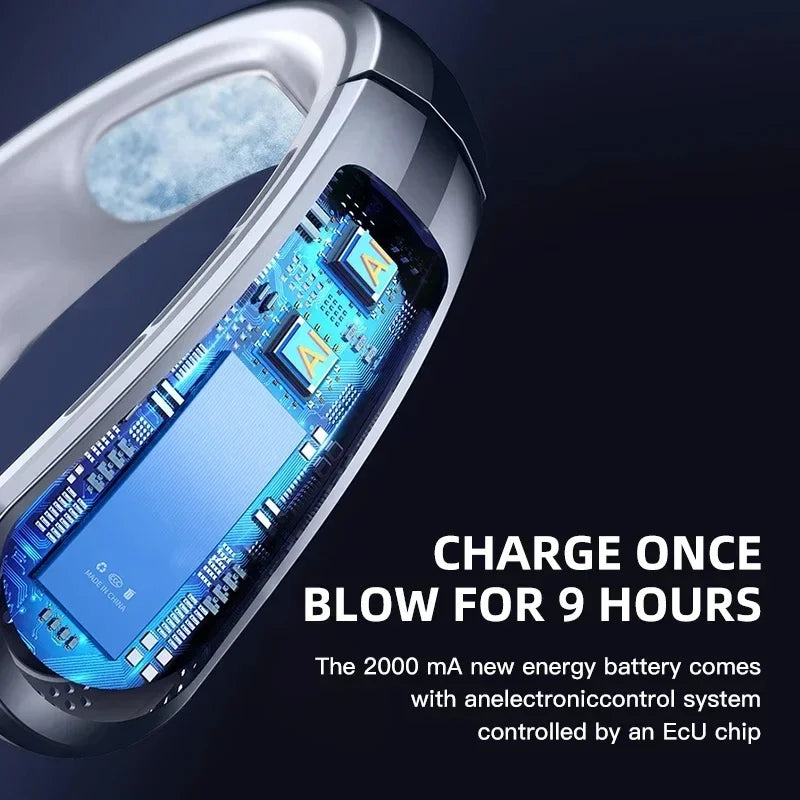 Xiaomi 8000mAh USB Hanging Neck Fan Portable Bladeless Mini Rechargeable Mute LED Digital Display Electric Air Cooler Handheld