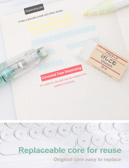 12Pcs/Set Transparent Dot Dispensing Double-sided Tape Replaceable Refills Handbook Dot Glue Stationery School Office Supplies