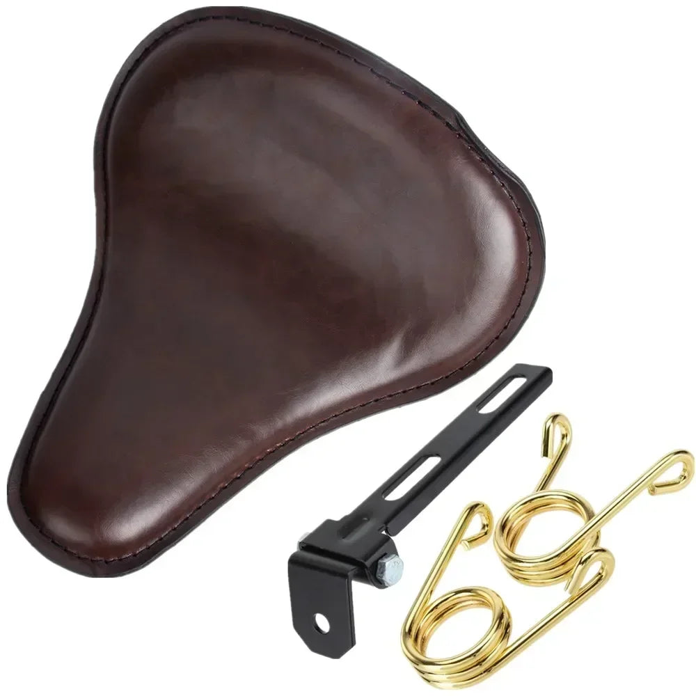 Motorcycle Universal Brown PU Solo Driver Seat Springs Bracket Mount Kit For Harley Honda Yamaha Suzuki Indian Triumph BMW ATV