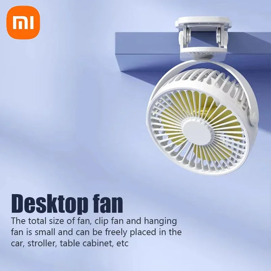 Xiaomi Portable Mini Clip Fan Silent Desktop Home Dormitory Cart Type Rechargeable USB High Wind Blower Student Desktop
