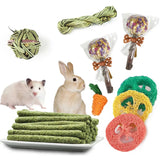9/14PCS Small Pet Toy Set Chew Toy For Rabbits Teeth Grinding Teeth Guinea Pig Apple Branches Bite Wood Teeth Grinding Snacks