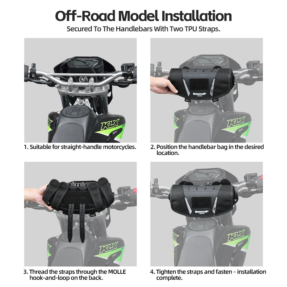 Rhinowalk Motorcycle Handlebar Bag Waterproof Universal Storage Bag Travel Motor Accessory For BMW1250ADV KTM890 CF450 Kawasaki