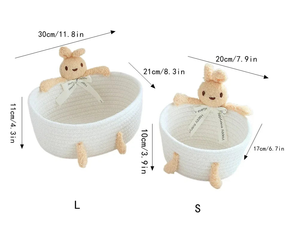 cartoon style weave sundries Storage Baskets household cosmetic hairpin Organize deposit container child toy classification case