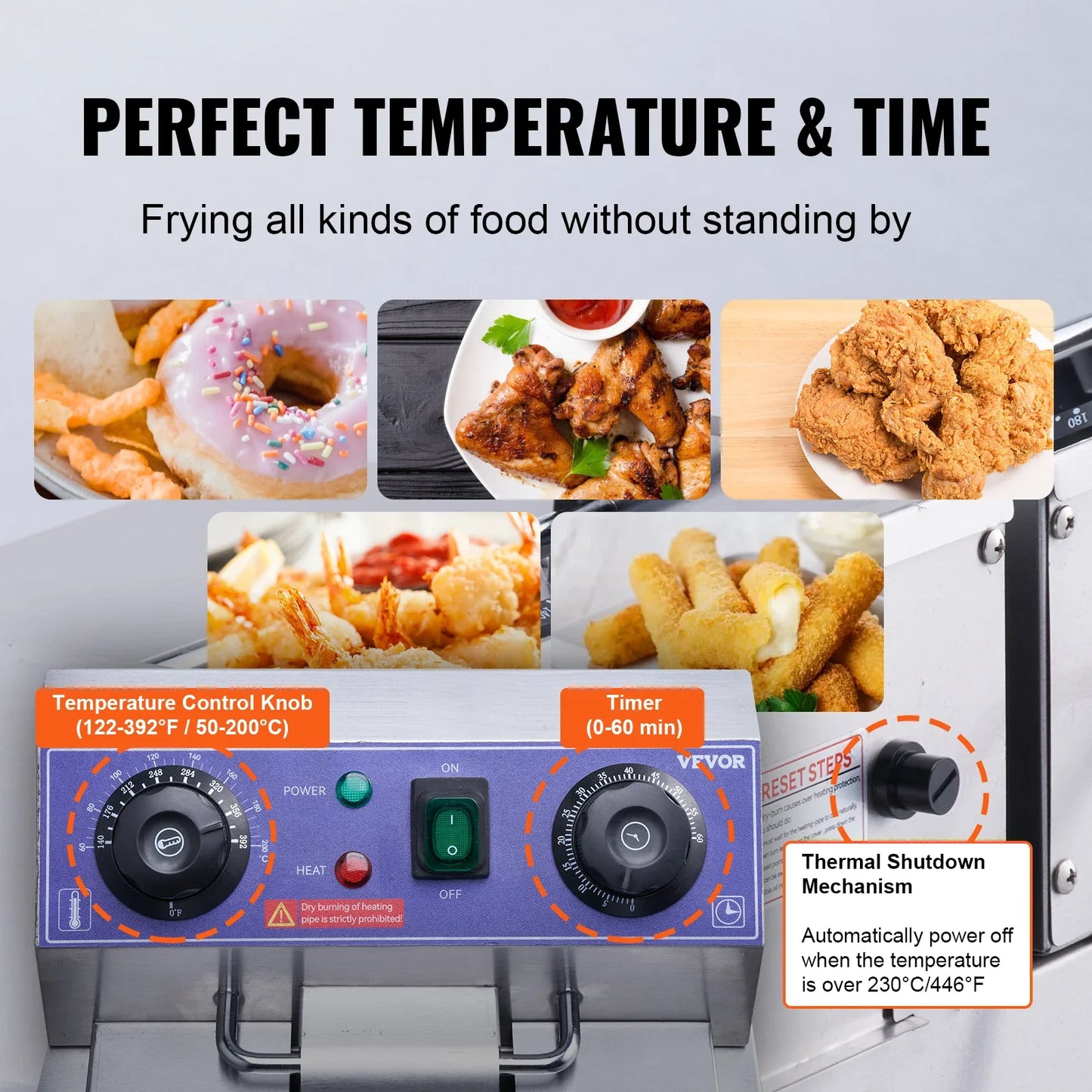 VEVOR Commercial Electric Deep Fryer w/Dual Tanks 12L Countertop Fryer w/Oil Filter and Timed for Fried Chicken French Frie