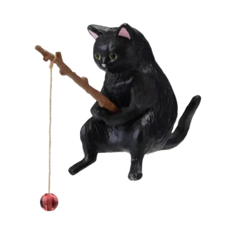 Fishing Cat Ornaments Fish Tank Landscaping Aquarium Decoration Mini Cat Statue Fish Tank Accessories Household Supplies