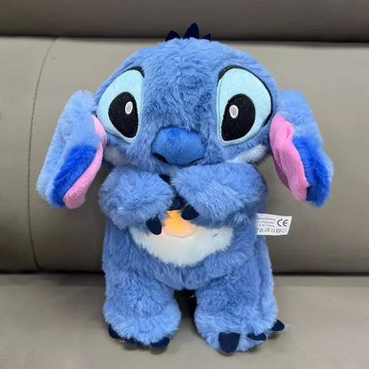 Muñeco de peluche Disney Stitch, oso de peluche que respira y duerme, con música relajante, compañero de juegos Kawaii, juguete de peluche ligero para niños, regalo para niños