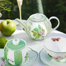 Ceramic Plate Household Bone China Dinner Plate Set Vintage Green Flower Dishes Tableware Oval Large Tray Dinnerware Sets