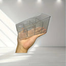 Clear Plastic Remote Control Holder and Desk Organizer with 4 Compartments for Home and Office Use