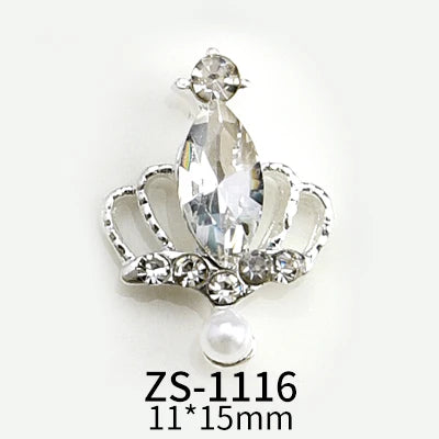 10pcs New Crown Alloy Zircon Nail Art Charms Silver Shiny Crystals Jewelry Hot Sale Nails Decoration 3D Manicure Accessories %2