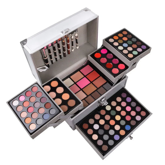 Set de regalo de maquillaje para mujer, kit completo todo en uno, maquillaje, polvos faciales, paleta de sombras de ojos, lápiz labial, pinceles de maquillaje, iluminador, bronceador.