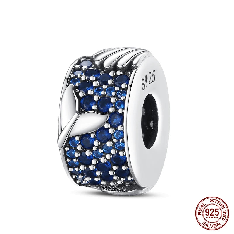 Ocean Series - Original Genuine 925 Sterling Silver Turtle Crab Mermaid Charm Beads Suitable for 3mm Bracelet DIY Making Pendant