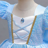 Disney Deluxe Elegant Cinderella Princess Ball Gown Fancy Birthday Cinderella Party Dress Vestidos Costume Play Carnival Apparel