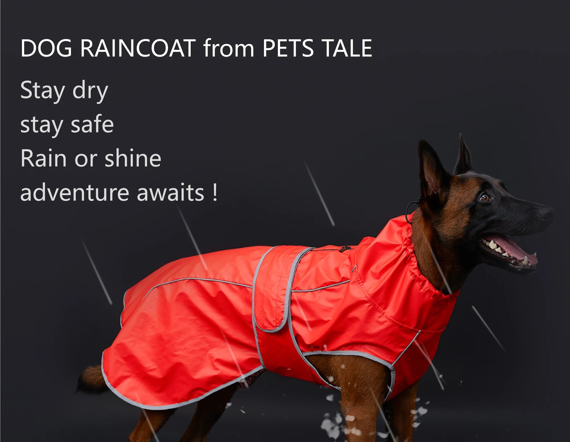 Waterproof Dog Raincoat with Reflective Strips and Adjustable Hood - Red, Yellow, Navy Blue