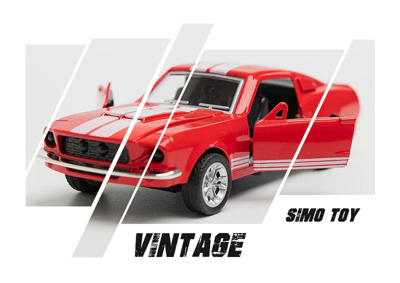 1:36 Alloy Diecast Mustang Classic Vintage Car Model Pull Back Car Miniature Vehicle Replica For Collection Gift