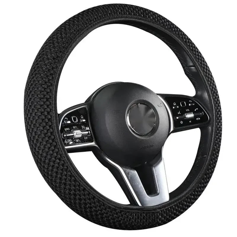 Elastic Elastic Steering Wheel Cover, Warm in Winter, Cool in Summer, Universal 15 Inches (About 38.1 Cm), Microfiber Breathable