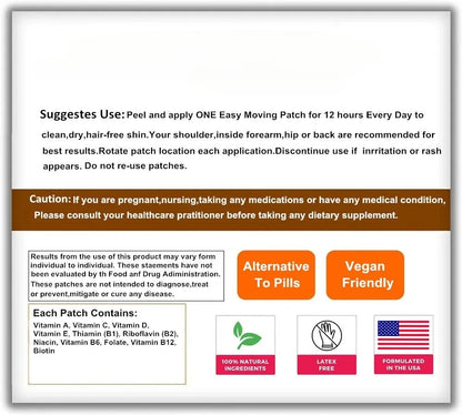 30 Patches Womens Multivitamin Transdermal Patches With Vitamin A, B , C, D, And E, Calcium And Magnesium, Immune Support