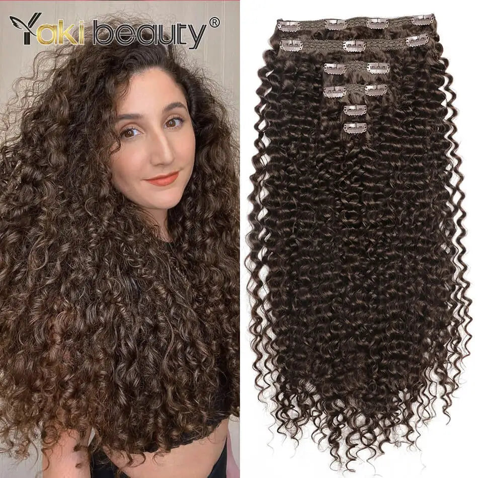 Extensões de cabelo cacheado Jerry Curly 65cm clip in tecelagem dupla com seda orgânica 160 g