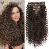 Extensões de cabelo cacheado Jerry Curly 65cm clip in tecelagem dupla com seda orgânica 160 g