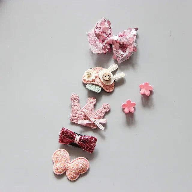 Juego de pinzas para el pelo con dibujos animados para niña, accesorios para la cabeza, pinzas cruzadas para el pelo, pasadores, 7 piezas 