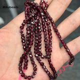 Wholesale Natural 4mm+-0.2 Red Garnet Faceted Square Loose Beads For Jewelry Making DIY Bracelets Necklace Mikubeads
