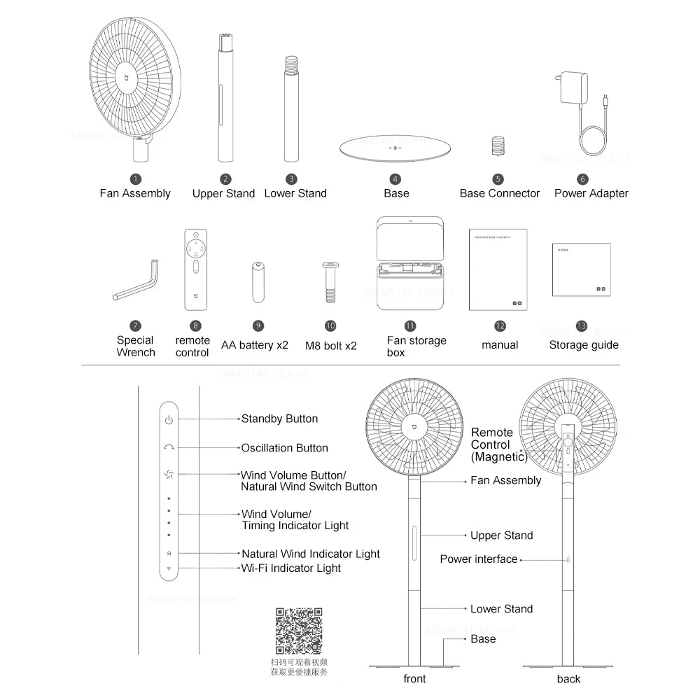 XIAOMI MIJIA DC Inverter Floor Fan Pro,Ultra-Thin Retractable,With Storage Box,Smart Standing Electric Fan,100 Air Flow Settings