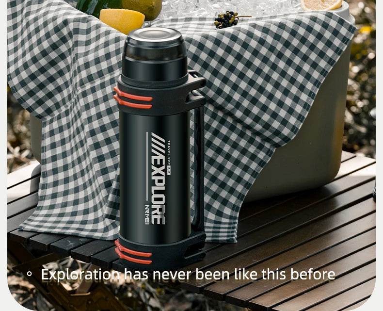 Large Capacity Thermos Bottle with handle Double-wall vacuum Insulated Bottles Leakproof Water Jug for Travel Hiking Camping