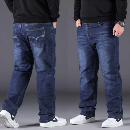 Mens Large Size Black Jeans 10XL Oversize High Waist Loose Trousers Husband Plus Size Loose Denim Trousers Blue Male Denim Pants