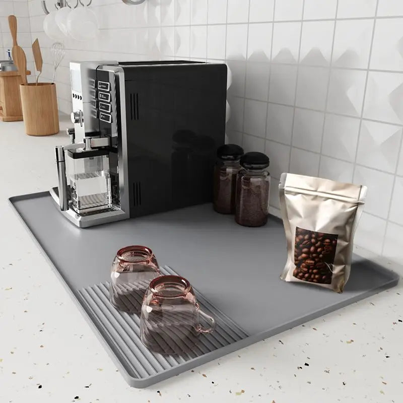 Home Coffee Machine Table Mat Anti-slip Silicone Coffee Mat Tamper Holder Station Cup Drainer Barista Coffee Accessories