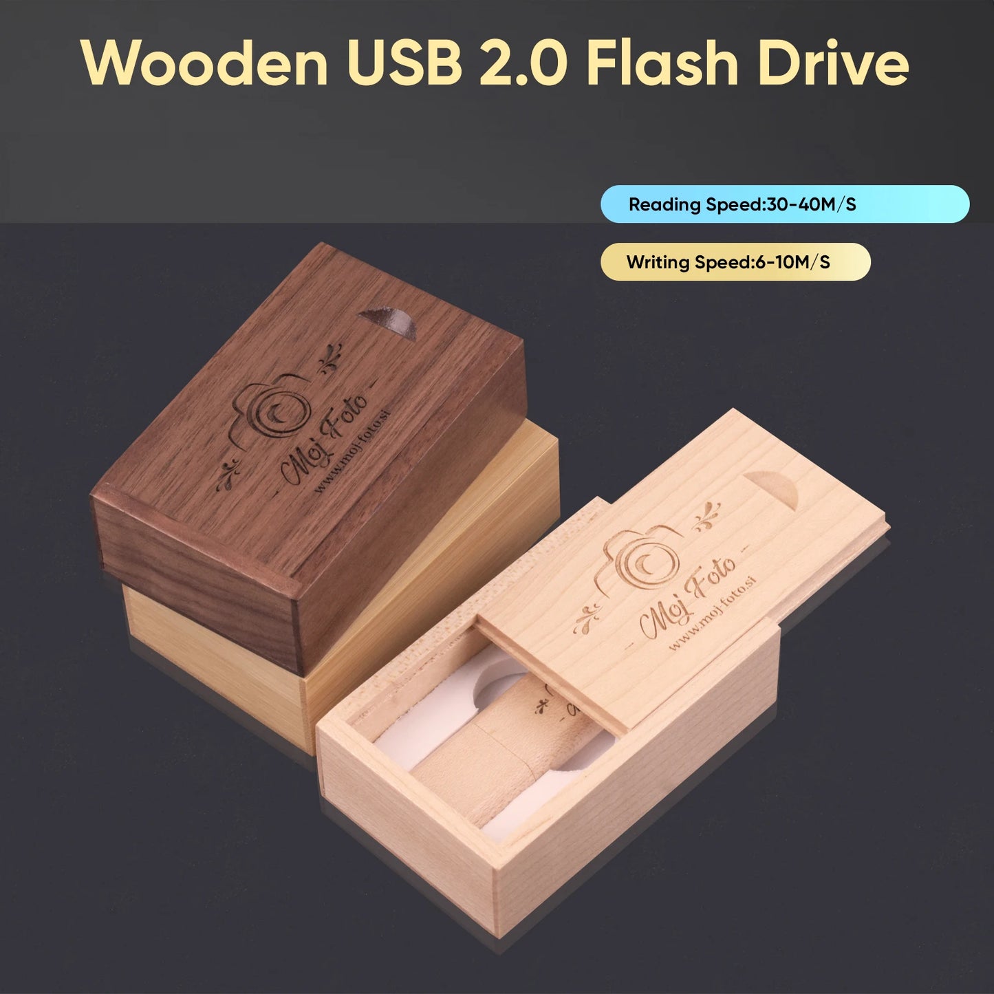 Wooden USB Flash Drive 10PCS/LOT Pen Drive 4GB 8GB 16G 128G Wedding Gift Memory Stick Box U Disk Free Custom LOGO Pen drive 64gb