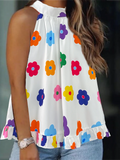 Plus size women's spring and summer fresh and fashionable halter neck off-shoulder solid color  elegant urban  vest  suspender 。