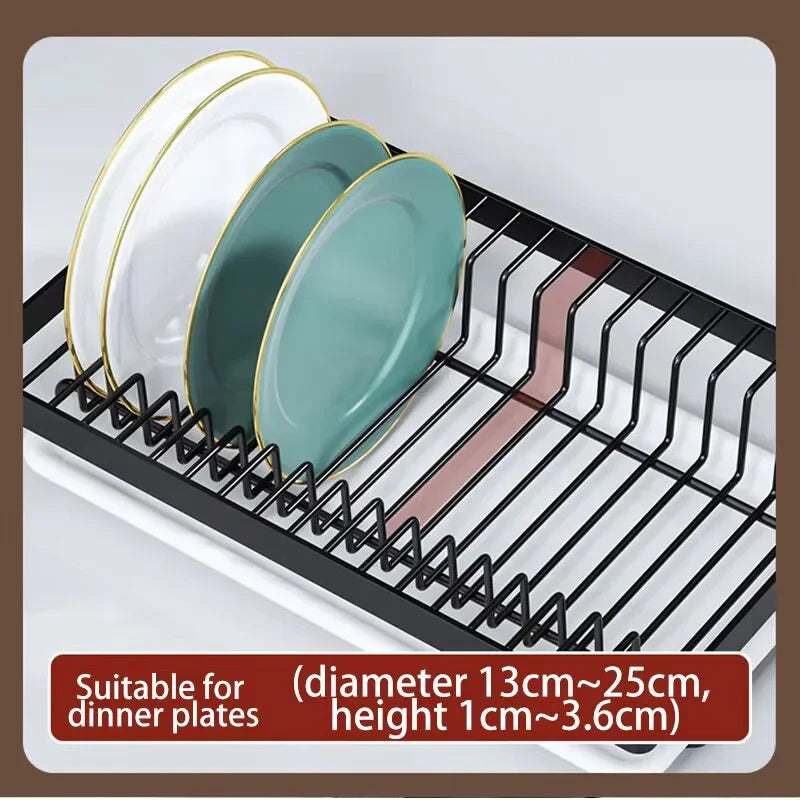 25NEW Dish Drying Rack 2-Tier Compact Kitchen Dish Rack Drainboard Set Large Rust-Proof Dish Drainer with Utensil Holder