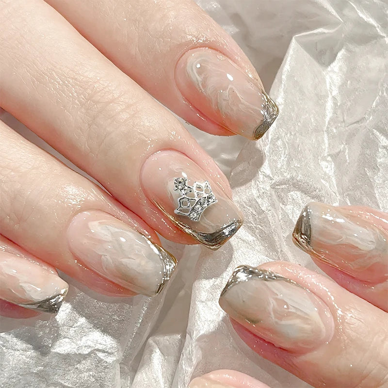 10pcs New Crown Alloy Zircon Nail Art Charms Silver Shiny Crystals Jewelry Hot Sale Nails Decoration 3D Manicure Accessories %2